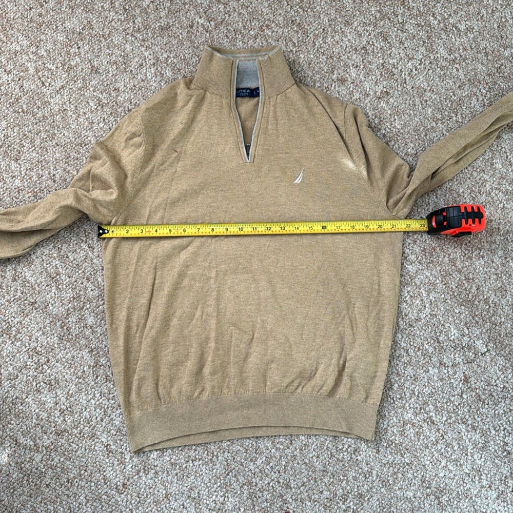 NAUTICA Men’s Quarter-zip Sweater Beige - Picture 4 of 5